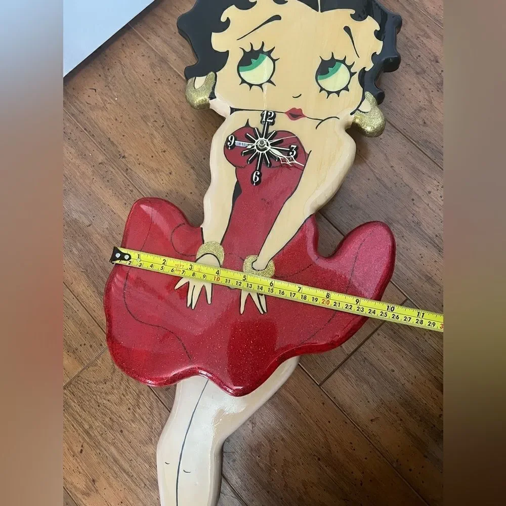Vintage Rare Large Betty Boop Glitter Pendulum Wall Clock